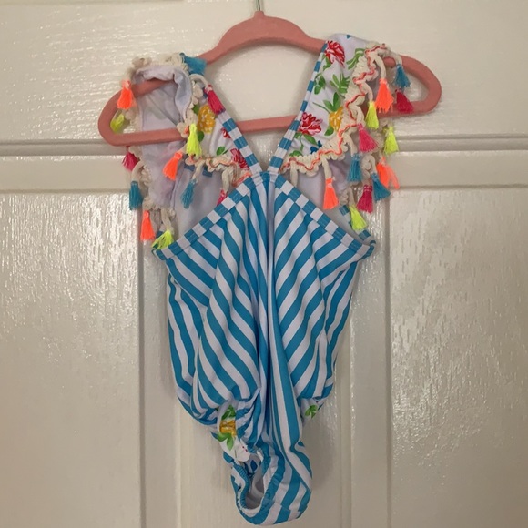 Baby Girl Flamingo Striped Swimsuit -Size 6-12mths - Picture 4 of 5